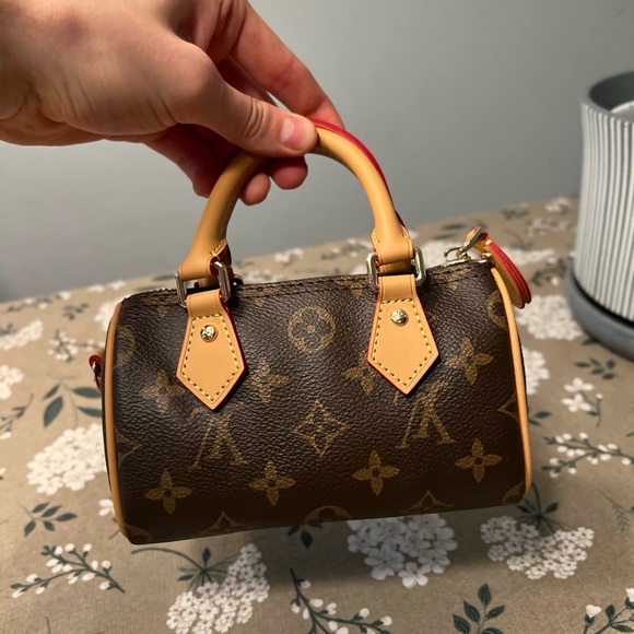 Louis Vuitton Nano Speedy Bag With Shoulder Strap Monogram Excellent Condition - Picture 1 of 5